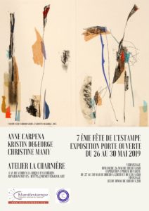 Affiche de la fête de l'Estampe du 26 mai 2019 à l'atelier la Charniere à la roque d'Anthéron